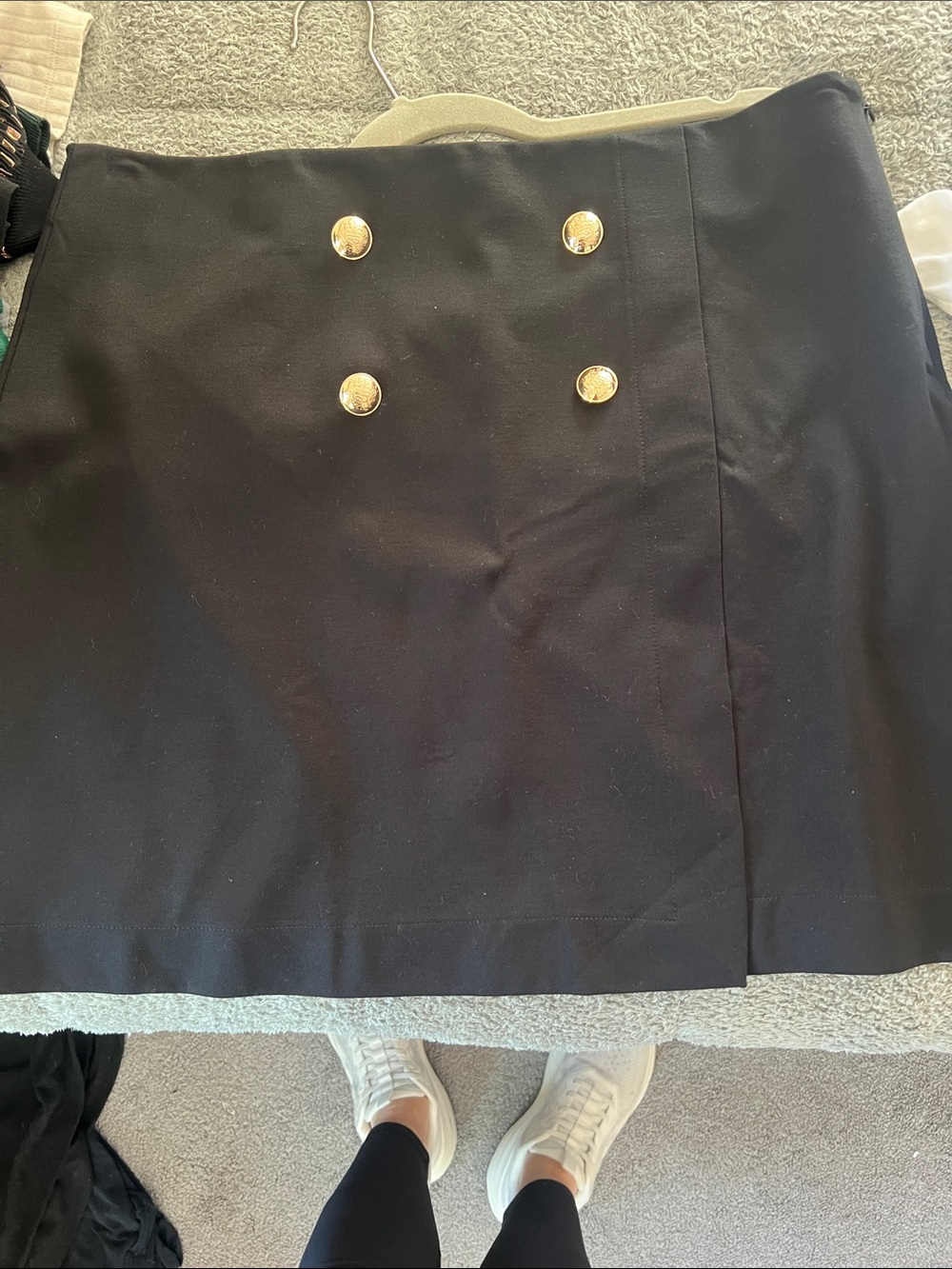 Loft outlet black Mini Skirt with Gold Button Detail and side slit